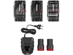 Accu-schroefboormachine starterset 12 V met 2 Ah accu's en 2,4 A lader