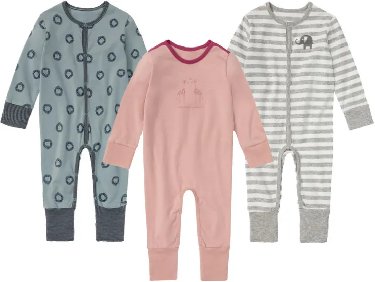 Baby meisjes / jongens slaapoverall met omkeerbaar voetdeel, met bio-katoen