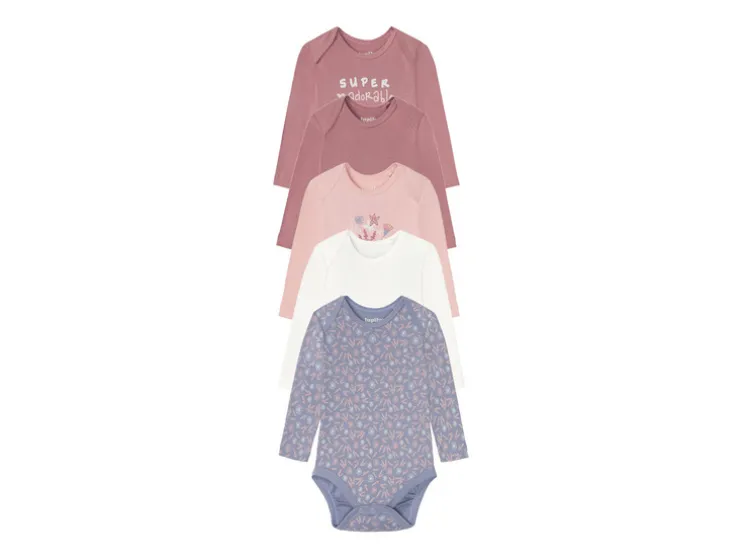 Babymeisjes rompertjes, 5 stuks, van zuivere bio-katoen