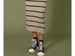 Dames midi-gebreide jurk