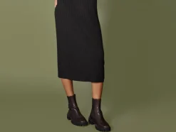 Dames midi-gebreide jurk