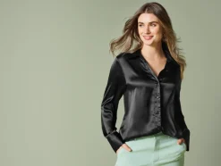 Dames satijnen blouse