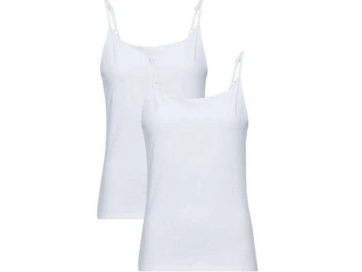 Dames spaghettibandjeshemd, 2 stuks, getailleerd gesneden