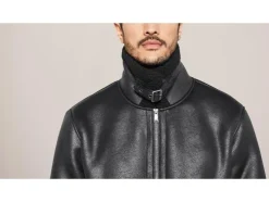 Heren bikerjack met imitatiebont