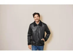 Heren bikerjack met imitatiebont