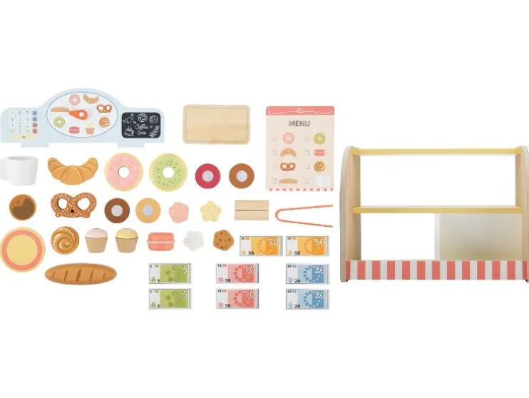 Houten speelgoed 2-in-1 BBQ of bakkerij & café