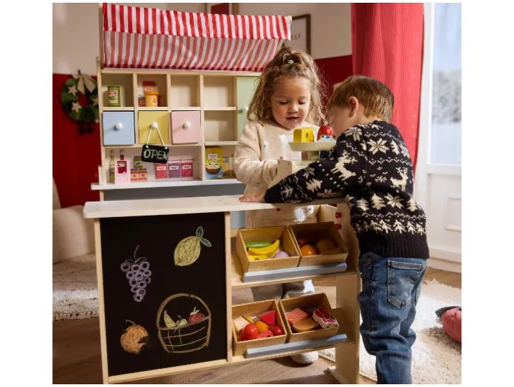 Houten speelgoedwinkel set