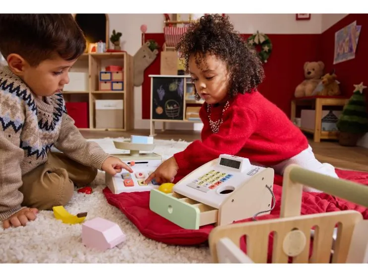 Houten speelgoedwinkel set