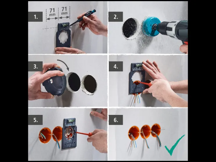 Installatieset voor hollewanddozen