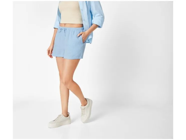 Korte mousseline dames broek