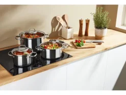 Set van 3 RVS kookpannen