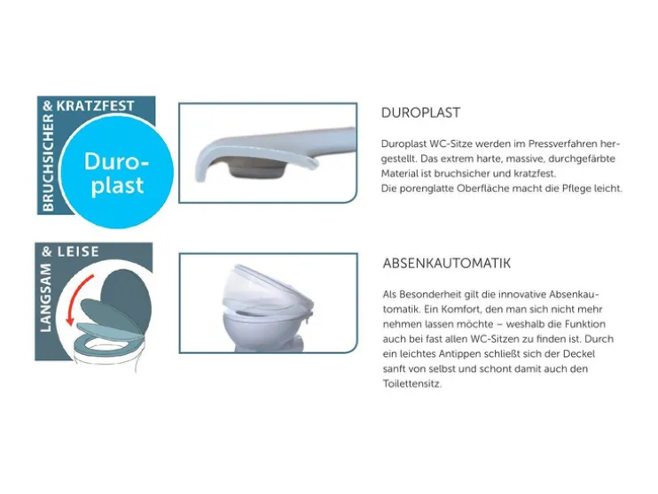 WC zitting duroplast, met soft-close-mechanisme