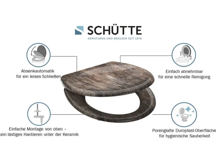 WC zitting duroplast, met soft-close-mechanisme